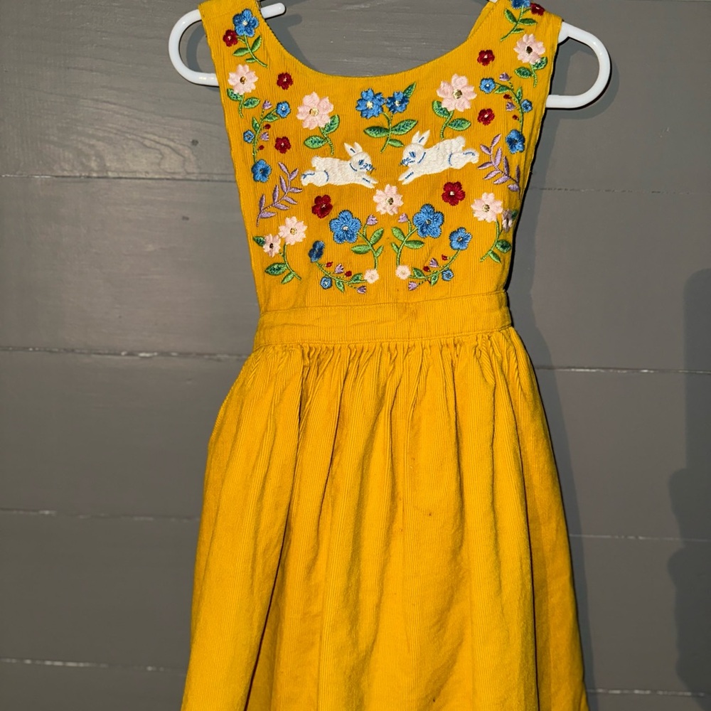 Mini Boden precious  Embroidered Yellow girls jumper